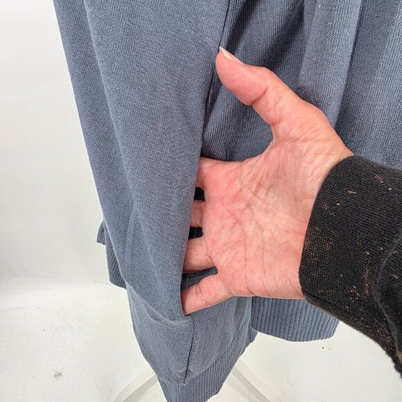 ZENANA Long Sleeve Snap Front Cardigan Sweater With Pockets Dusty Blue L NWT - Picture 9 of 11